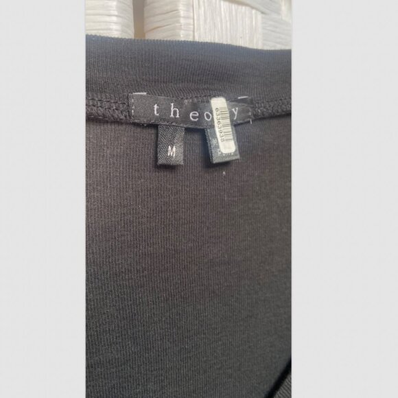 THEORY Black Long Sleeve V-Neck Cotton Shirt Size M - Picture 3 of 4